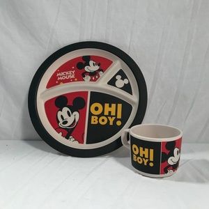 Disney Mickey Mouse Plate with Matching Cup Set